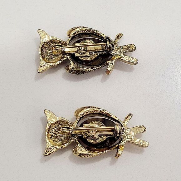 Vintage Gold and Brown Owl Brooches - Picture 7 of 10